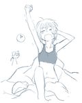  anger_vein blanket blush bob_cut bra erica_hartmann gertrud_barkhorn mukiki multiple_girls navel panties short_hair simple_background sketch sleepy solo_focus sports_bra strike_witches tears underwear waking_up white_background world_witches_series yawning 