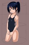  bad_id bad_pixiv_id black_eyes blue_hair competition_swimsuit cropped_legs looking_at_viewer one-piece_swimsuit original ponytail rohitsuka short_hair solo standing swimsuit 