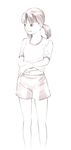  gym_uniform monochrome original short_hair sketch solo traditional_media twintails yoshitomi_akihito 