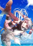  amatsukaze_(kantai_collection) brown_eyes dress garter_straps gloves hair_tubes kantai_collection long_hair open_mouth panties rensouhou-kun sailor_dress short_dress silver_hair striped striped_legwear thighhighs two_side_up underwear yatsuki_yura zettai_ryouiki 