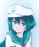  anchor green_eyes green_hair hat murasa_minamitsu neckerchief sailor sailor_collar sailor_hat shiozaki16 short_hair smile solo touhou 