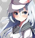  ariaridoradora blue_eyes hat hibiki_(kantai_collection) highres kantai_collection long_hair silver_hair solo uniform verniy_(kantai_collection) 