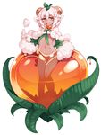  animal_ears barometz blush full_body goat_eyes highres horns kenkou_cross looking_at_viewer midriff monster_girl monster_girl_encyclopedia navel official_art orange_eyes plant_girl sheep_horns simple_background smile solo white_background white_hair 