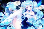  aqua_eyes aqua_hair blush dress hatsune_miku long_hair remimim thighhighs twintails vocaloid wand yuki_miku 