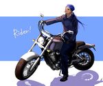  bad_id bad_pixiv_id blue_hair cigarette earrings fate/stay_night fate_(series) gloves ground_vehicle highres jewelry kona_(mmm3608) lancer long_hair male_focus motor_vehicle motorcycle ponytail red_eyes solo 