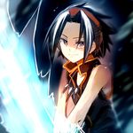  aki_(neyuki41028) asakura_you bad_id bad_pixiv_id black_hair brown_eyes headphones jewelry male_focus necklace shaman_king solo 