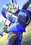  autobot blue_eyes gun lipstick makeup mecha_girl no_humans strongarm_(transformers) transformers weapon 