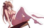 :/ amagi_brilliant_park antenna_hair areola_slip areolae bow breasts brown_eyes brown_hair desk dutch_angle feet_out_of_frame hair_bow hair_censor hair_intakes hair_over_breasts highres large_breasts legs long_hair long_legs looking_at_viewer looking_down maruki_nobuaki no_shoes nude ponytail school_desk sento_isuzu sidelocks sitting skindentation solo thighhighs thighs third-party_edit vector_trace white_background 