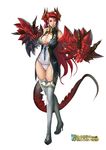  bare_shoulders breasts claws cleavage demon_girl hydra large_breasts long_hair looking_at_viewer monster_girl narongchai_singhapand panties smile solo tail thighhighs underwear 