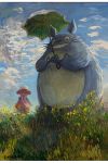  1girl bag blue_sky child cloud cloudy_sky fine_art_parody flower from_below grass grey_fur hat holding impressionism kusakabe_mei looking_at_viewer lothlenan outdoors parasol parody plant short_hair short_twintails shoulder_bag sky smile studio_ghibli tonari_no_totoro totoro twintails umbrella whiskers woman_with_a_parasol yellow_flower 