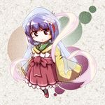  bow chibi flower hair_flower hair_ornament hieda_no_akyuu japanese_clothes kimono purple_eyes purple_hair ribbon shawl short_hair solo sore_(whirlwind) touhou veil 