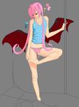  1girl breasts demon_wings ebola-chan personification pink_hair 