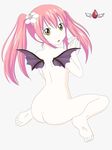  1girl breasts demon_wings ebola-chan nude personification pink_hair wings 