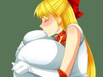  1girl aino_minako bishoujo_senshi_sailor_moon blush breast_squeeze breasts clothed erect_nipples eyes_closed gigantic_breasts nipple_tweak self_breast_sucking shrimp-mayo solo 