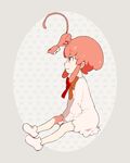  animal animal_on_head bow child dress jakuzure_nonon kill_la_kill long_sleeves monkey monokuro_(snog) on_head pink_eyes pink_hair red_bow short_hair sidelocks sitting solo white_dress younger 