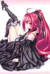  absurdres black_dress black_legwear corticarte_apa_lagranges detached_sleeves dress full_body highres huge_filesize kannatsuki_noboru legs lolita_fashion long_hair ponytail red_eyes red_hair scan shinkyoku_soukai_polyphonica thighhighs very_long_hair 