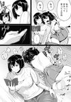  ... 2girls :3 animal_ears bifidus blush_stickers book breasts cat_ears comic commentary greyscale heart huge_breasts hyuuga_(kantai_collection) ise_(kantai_collection) japanese_clothes kantai_collection large_breasts md5_mismatch meme_attire monochrome multiple_girls one_eye_closed open-chest_sweater ponytail pussy_juice reading short_hair spoken_ellipsis spoken_heart sweater translated undershirt yuri 