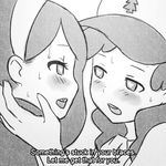  1girl baseball_cap blush braces brother_and_sister dipper_pines english gravity_falls greyscale hairband hat heart heart-shaped_pupils implied_incest long_hair looking_at_another lowres mabel_pines mike_inel monochrome siblings subtitled symbol-shaped_pupils twins 