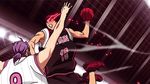  2boys animated animated_gif basketball basketball_hoop basketball_uniform kagami_taiga kuroko_no_basuke multiple_boys murasakibara_atsushi purple_hair red_hair sportswear 