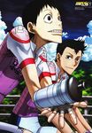  absurdres black_eyes black_hair brown_eyes day fingerless_gloves gloves highres huge_filesize ishigaki_koutarou midousuji_akira multiple_boys short_hair sky smile yowamushi_pedal 