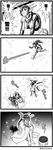  4koma bare_shoulders blanket choufu_shimin cold comic elbow_gloves gloves greyscale headgear heater kantai_collection long_hair monochrome nagato_(kantai_collection) snow solo thighhighs translated trembling 