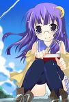  alternate_costume bad_id bad_pixiv_id bespectacled book crescent crescent_hair_ornament glasses hair_ornament highres kusano_(torisukerabasu) long_hair panties pantyshot pantyshot_(sitting) patchouli_knowledge purple_eyes purple_hair school_uniform sitting solo thighhighs touhou underwear 