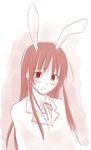 akiyama_mio animal_ears bangs blunt_bangs blush bunny_ears highres k-on! long_hair monochrome school_uniform seri_natsume solo 