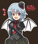  bad_id bad_pixiv_id bat_wings elbow_gloves fang gloves hat lockheart microphone mini_hat mini_top_hat necktie red_eyes remilia_scarlet short_hair solo top_hat touhou wings 