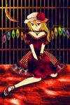  blonde_hair dress flandre_scarlet hat highres jaack one_side_up ponytail red_eyes short_hair solo touhou wings 
