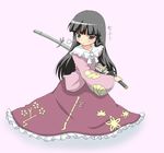  black_hair houraisan_kaguya japanese_clothes katana kimono lee_(monsterheart) sheath solo sword touhou unsheathing weapon 