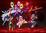  bad_id bad_pixiv_id bat_wings blonde_hair blue_eyes blue_hair bow braid china_dress chinese_clothes cirno crescent darkness din_(flypaper) dress flandre_scarlet hair_bow hair_ribbon hat highres hong_meiling izayoi_sakuya knife laevatein long_hair maid maid_headdress multiple_girls patchouli_knowledge purple_eyes purple_hair red_eyes red_hair remilia_scarlet ribbon rumia short_hair silver_hair spear_the_gungnir the_embodiment_of_scarlet_devil touhou twin_braids wings 