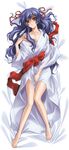  absurdres barefoot blue_hair dakimakura feet full_body highres japanese_clothes kamiazuma_touka long_hair male_focus nishida_asako orange_eyes otoko_no_ko solo touka_gettan 