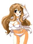  bikini blush breasts brown_eyes brown_hair cleavage hairband highres iga_tamaki large_breasts long_hair nogizaka_haruka nogizaka_haruka_no_himitsu open_mouth solo swimsuit 