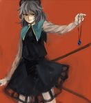 capelet dress holding jewelry light_smile minase_(mmakina) nazrin outstretched_arm pendant red_eyes silver_hair solo touhou 