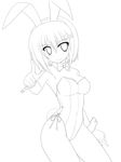  animal_ears bare_legs bunny_ears bunnysuit greyscale hair_ornament highres lineart lyrical_nanoha mahou_shoujo_lyrical_nanoha_strikers masakichi_(crossroad) monochrome short_hair solo x_hair_ornament yagami_hayate 