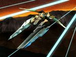  bad_pixiv_id gradius laser mecha mountain no_humans sky solo space_craft star_(sky) starry_sky tokoroten_(hmmuk) vic_viper_(z.o.e) zone_of_the_enders zone_of_the_enders_2 