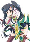  black_hair breasts from_side highres hizuki_yayoi kan'u koihime_musou large_breasts side_ponytail solo thighhighs 