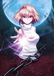  ahoge angry arcueid_brunestud blonde_hair chain full_moon hands highres long_skirt moon purple_skirt red_eyes short_hair skirt solo sugar_(sugarless) sweater tsukihime turtleneck 