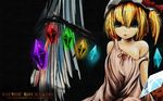  australia.exe blonde_hair blue_eyes english faux_traditional_media flandre_scarlet hat off_shoulder one_side_up ponytail short_hair solo strap_slip touhou wallpaper wings 