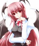  demon_girl head_wings koakuma long_hair pink_hair red_eyes shirotsuki_kouta solo touhou wings 