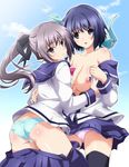  2girls breasts huge_breasts inubousaki_aya lovely_x_cation multiple_girls nanasawa_yuni nipples open_clothes panties school_uniform skirt underwear upskirt 