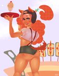  angellove44 blue_eyes googie looking_back red_hair shorts waitress 
