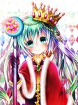  aqeme aqua_eyes aqua_hair bad_id bad_pixiv_id crown gloves hatsune_miku long_hair smile solo star twintails vocaloid wand 