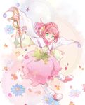  braid cape dress flower full_body green_eyes hair_flower hair_ornament kururi_(oekaki_nikki) no_pupils pink_dress pink_hair ponytail rubia_natwick shoes short_hair smile solo tales_of_(series) tales_of_the_tempest wand 