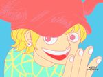  1boy bastball_cap blonde_hair dellinger dressrosa hat horns long_sleeves one_piece solo 