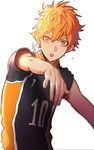  bad_id bad_pixiv_id brown_hair haikyuu!! hinata_shouyou male_focus motion_blur orange_eyes orange_hair rod_(rod4817) solo sportswear volleyball_uniform 