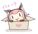  :3 animal_ears blush blush_stickers box cardboard_box cat_ears chibi headphones in_box in_container long_hair looking_at_viewer lowres minoa_(lastswallow) nitroplus open_mouth pink_hair smile solo super_sonico |_| 