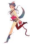  animal_ears bad_id bad_pixiv_id blood blue_hair cookie_(bitterylov3) extra_ears fate/stay_night fate_(series) japanese_clothes kemonomimi_mode lancer long_hair male_focus ponytail purple_rope red_eyes rope solo tail wolf_ears wolf_tail younger 