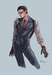  black_hair glasses gloves joseph_oda male_focus naniwa-h_k necktie solo the_evil_within vest waistcoat 