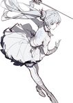  ask_(askzy) blue_eyes boots dress holding holding_sword holding_weapon left-handed long_hair looking_at_viewer myrtenaster ponytail rwby simple_background sketch solo sword thigh_boots thighhighs weapon weiss_schnee white_footwear white_hair white_legwear 